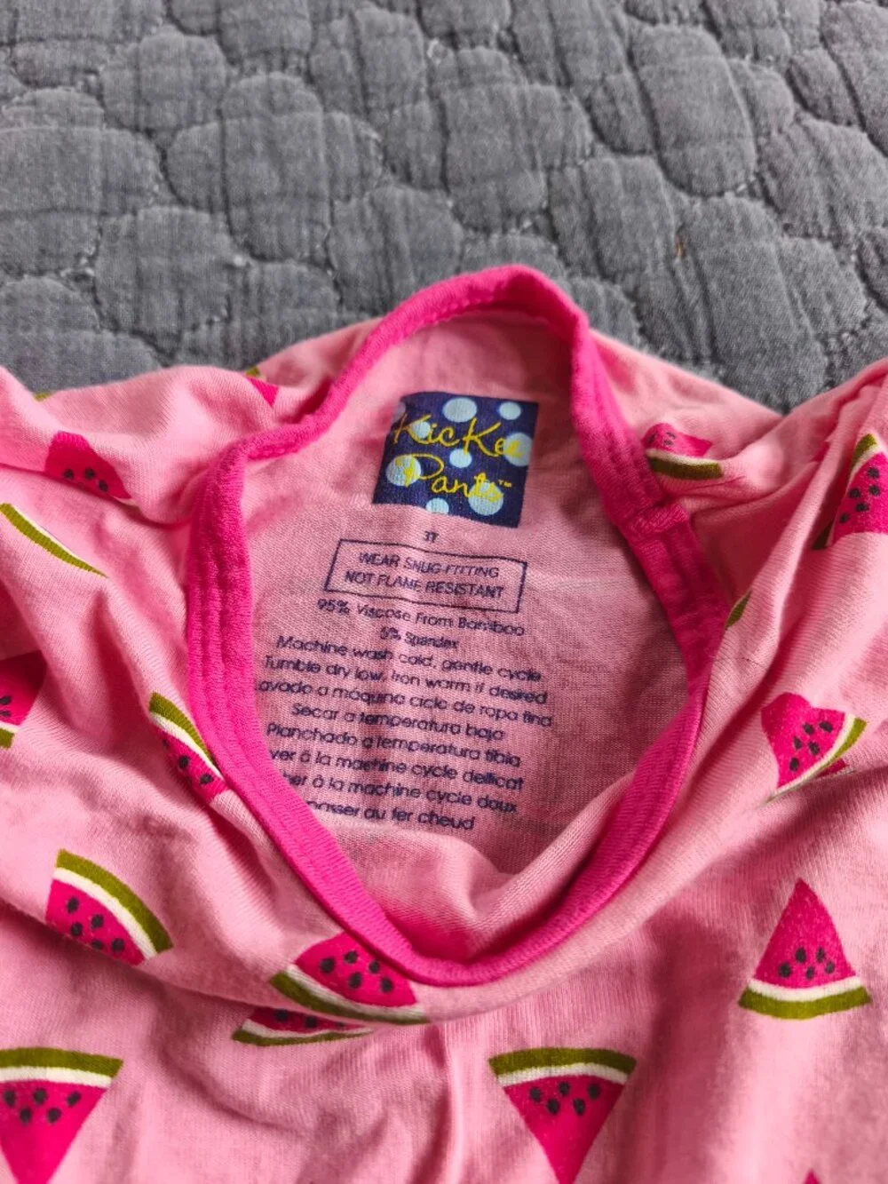 Kickee Pants Bamboo Lotus Watermelon Shorts Shirt Pajama Set sz 3T Pink